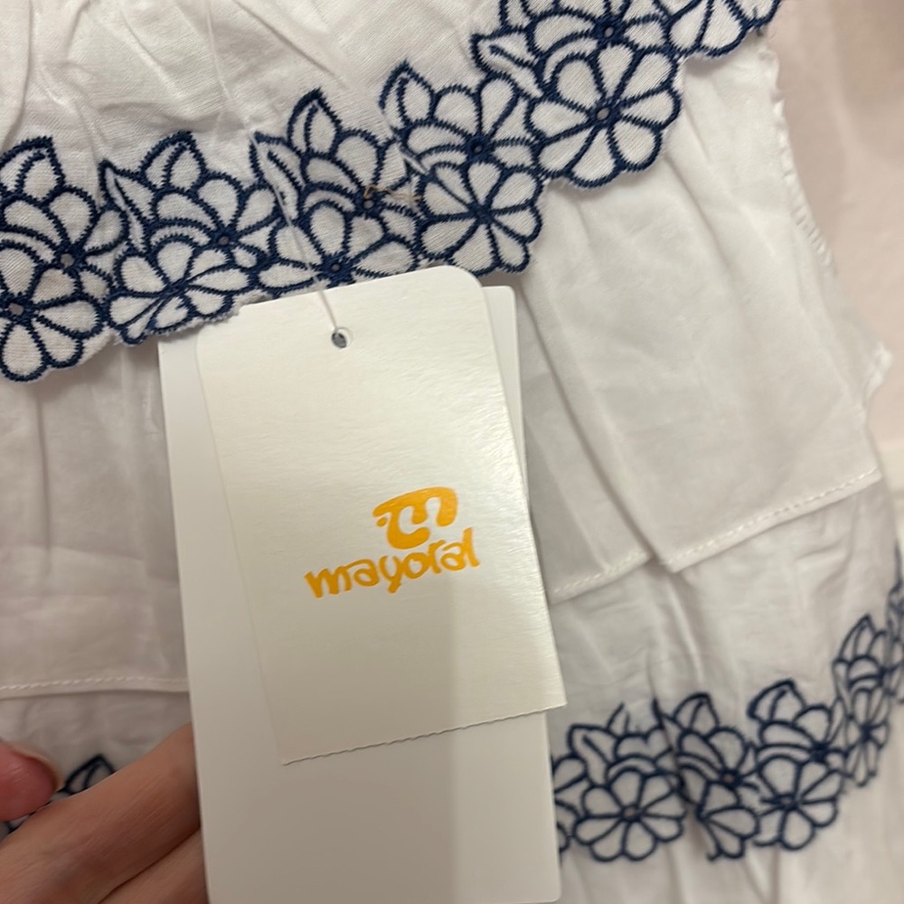 Mayoral Dress with Navy Floral Trim NWT - Picture 4 of 6